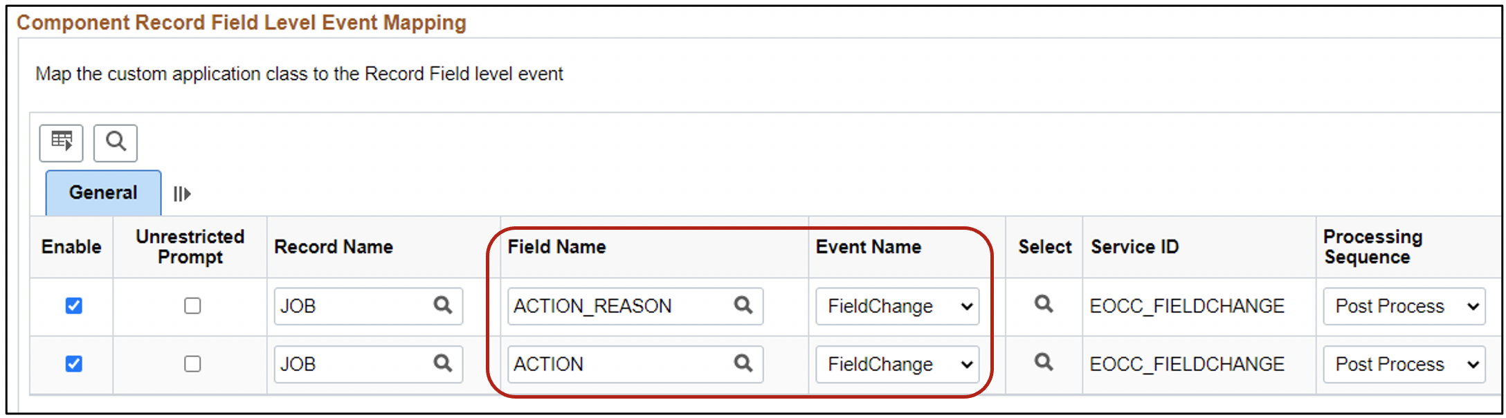 Component record field