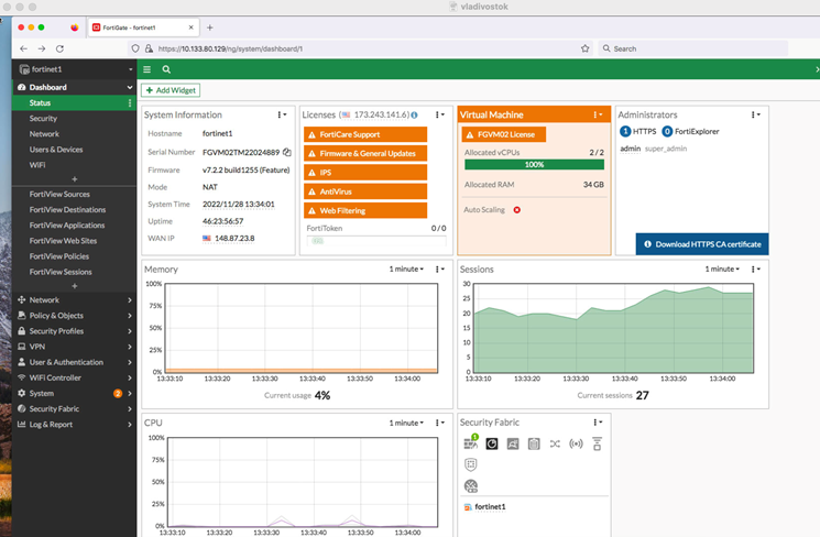 NGFW Installed Screen on Oracle Private Cloud Appliance X9-2