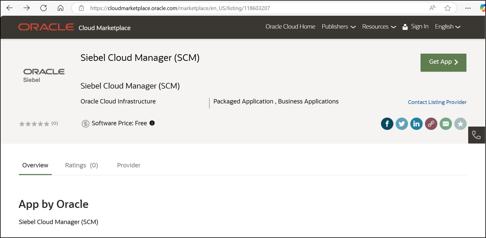 Siebel Cloud Manager on Oracle Marketplace