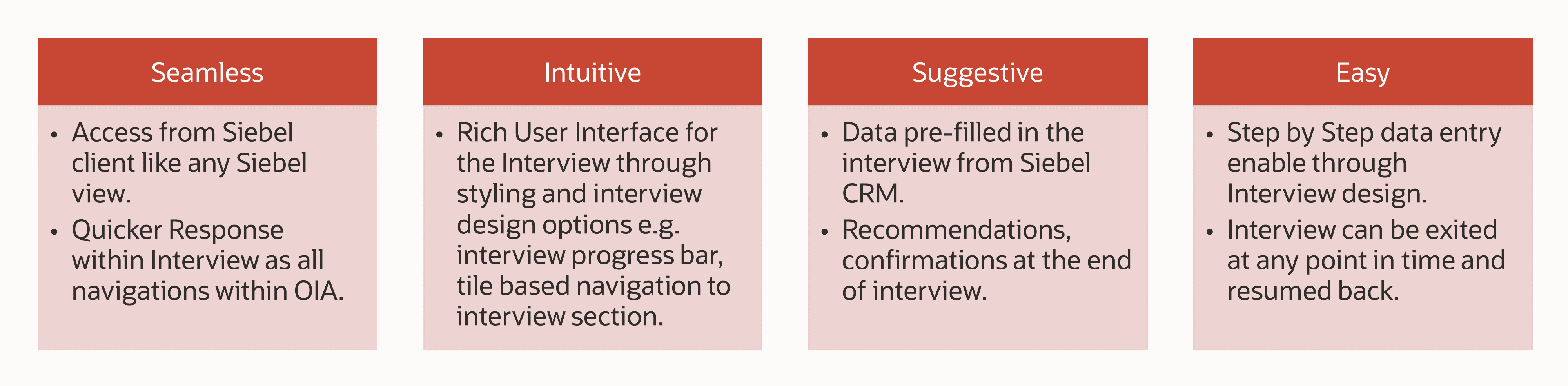 Siebel CRM and OIA UX highlights