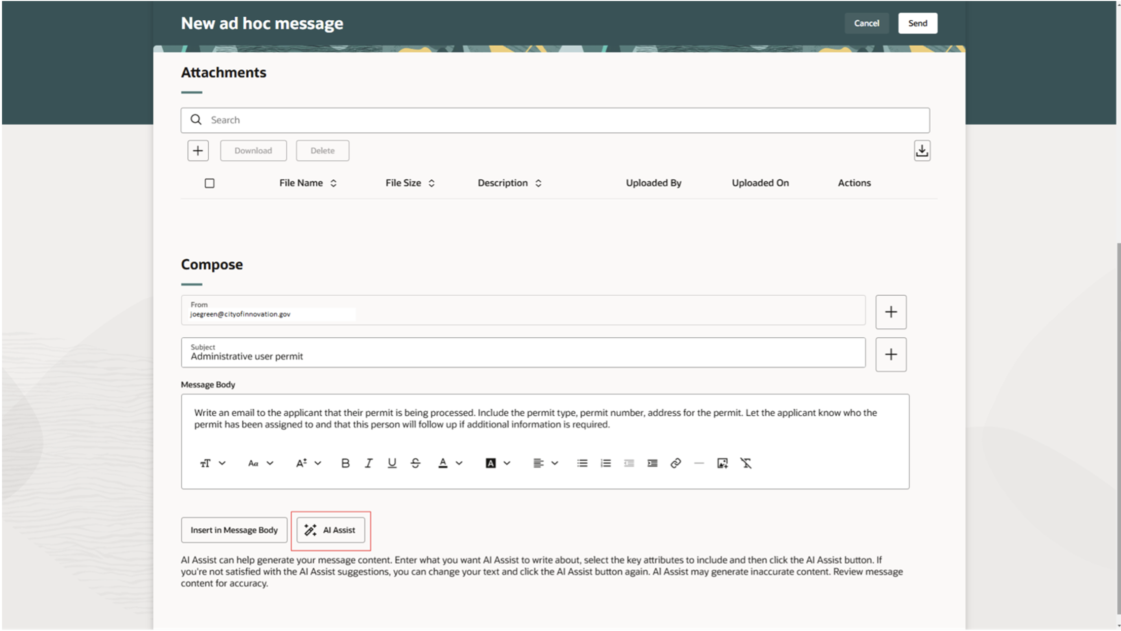 Enable AI Assist in Ad hoc Communication