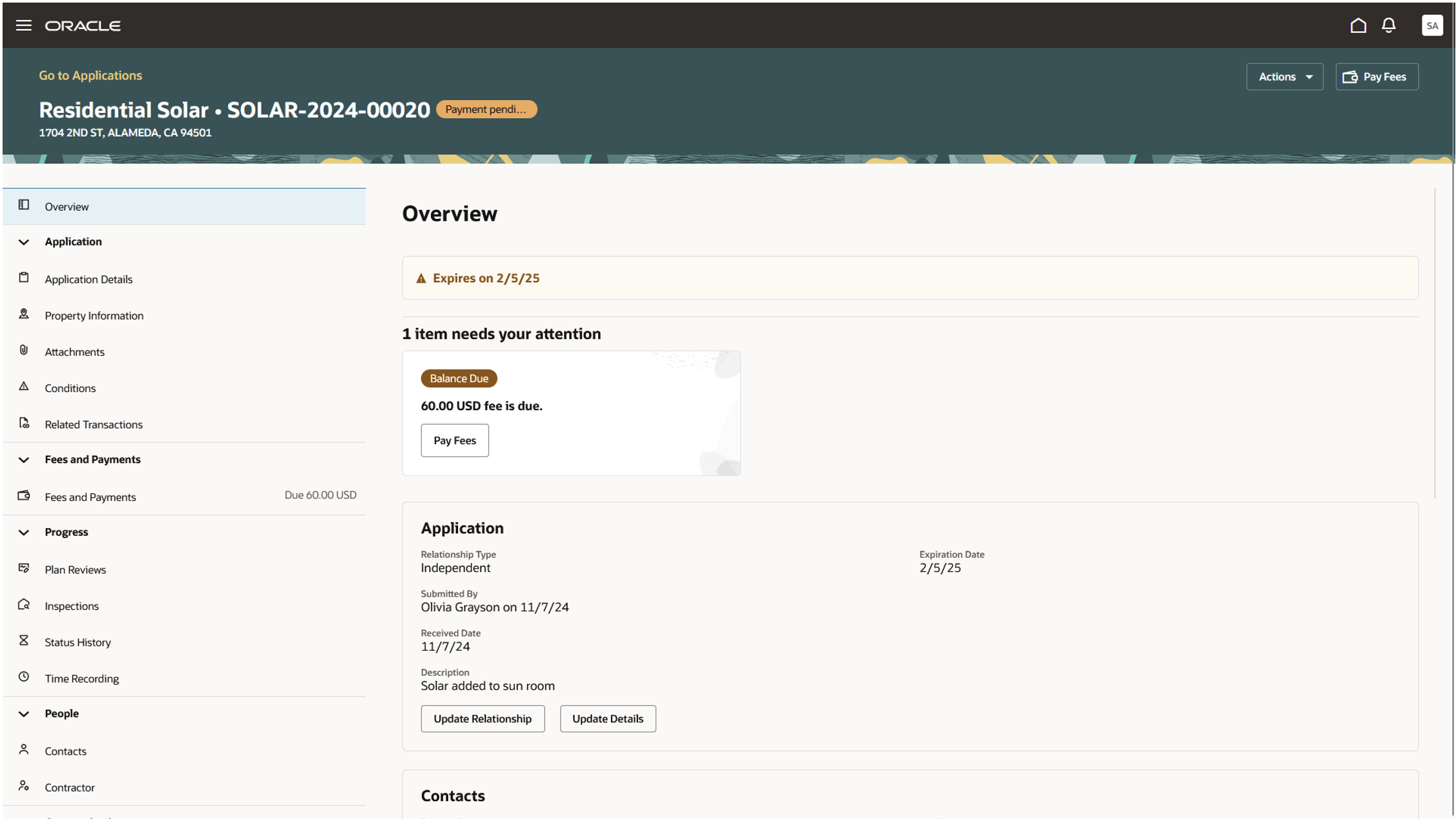 Redwood Experience for Permit Application Details 