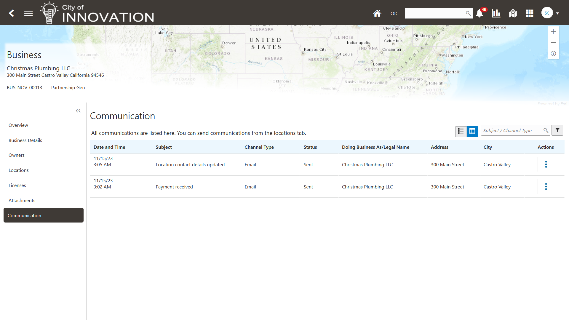 Business Overview Page