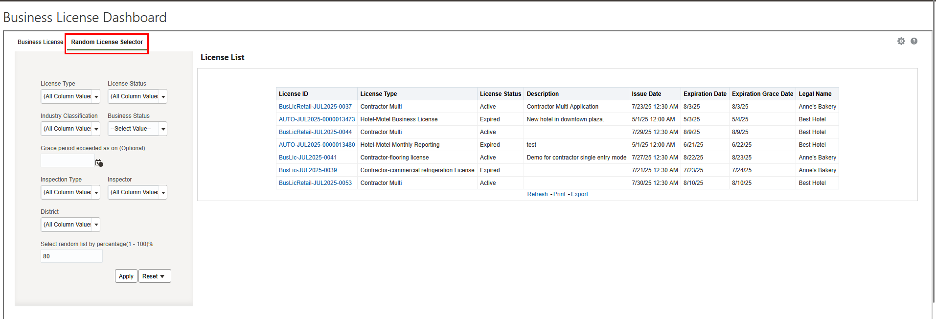 Random License Selector
