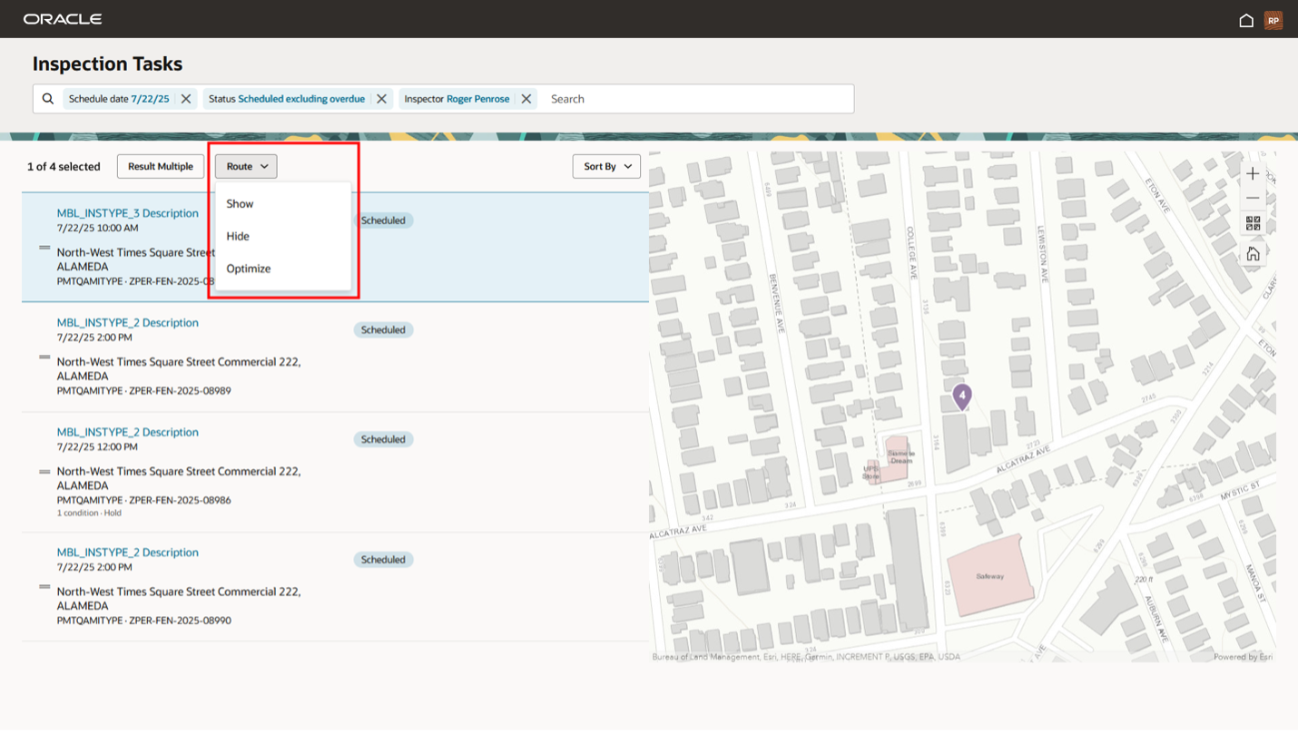 Optimized Inspection Routing on Map