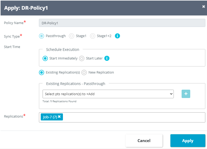 Apply DR Policy
