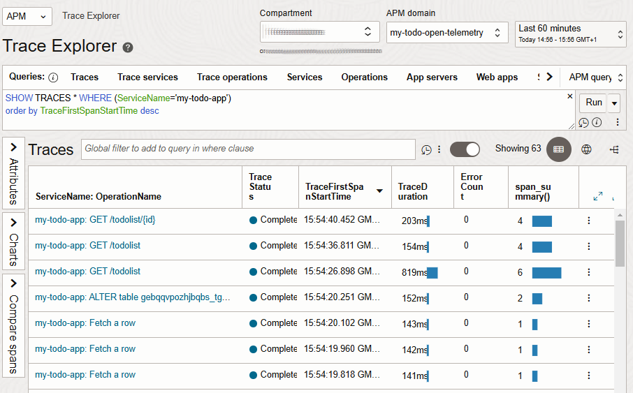 Application Performance Monitoring - Trace Explorer
