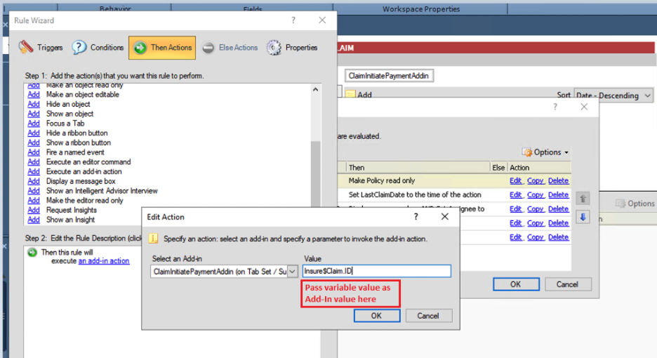 Dynamic Values in Workspace Rule Actions
