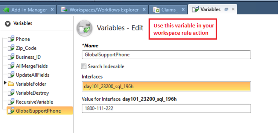 Dynamic Values in Workspace Rule Actions