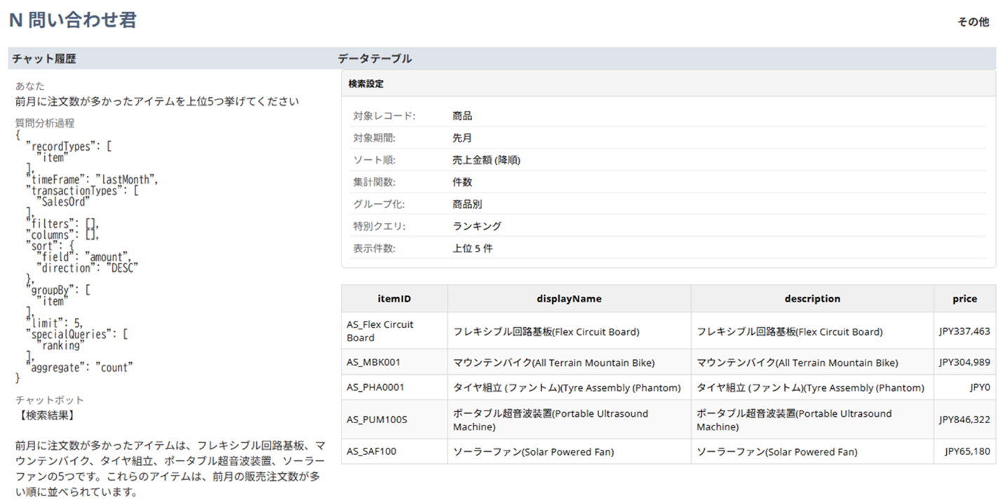 Quantity analysis by product or service