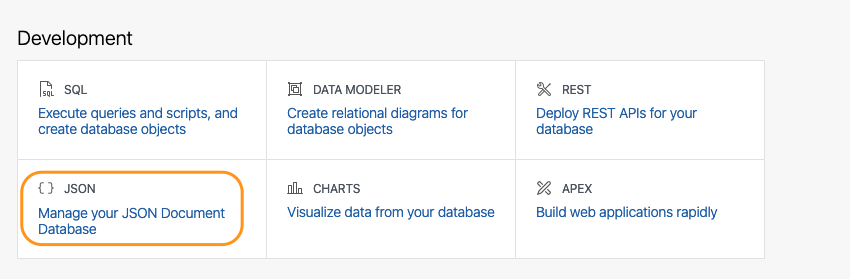 Database Actions - JSON