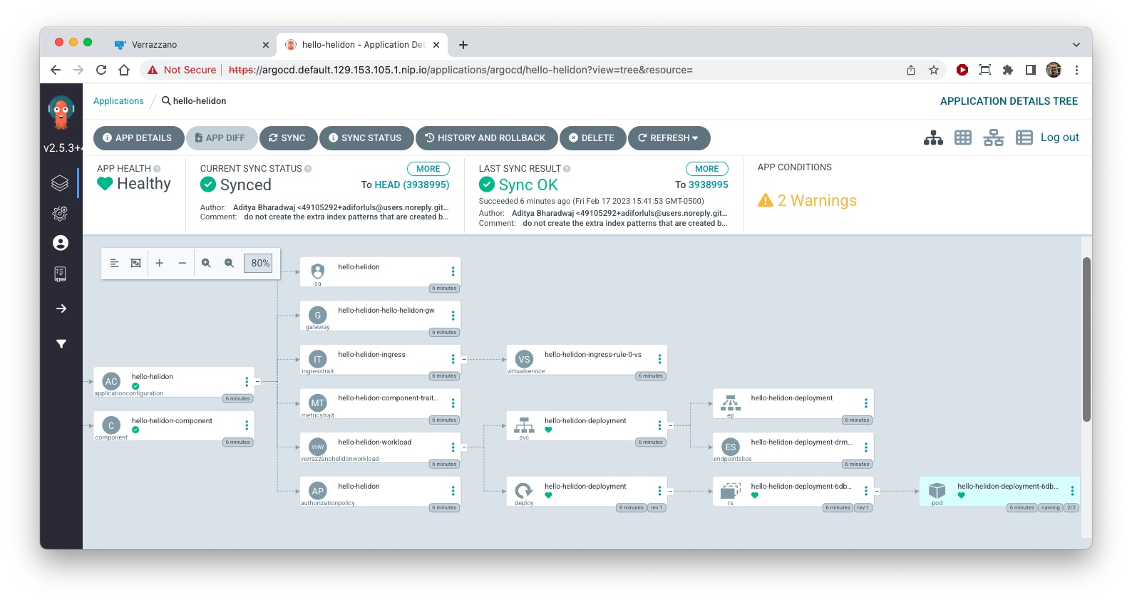 Argo CD application detail view
