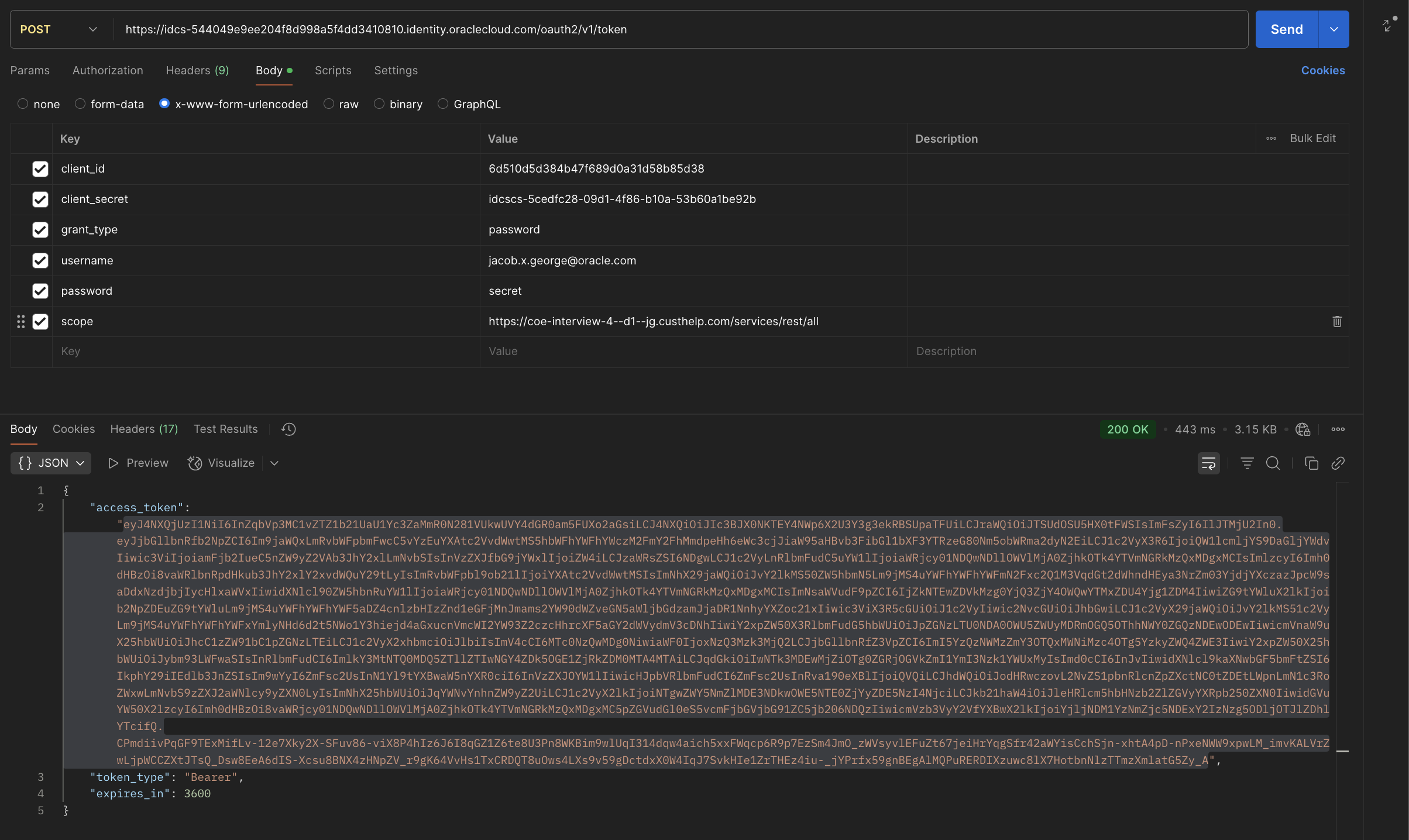 Invoke Token End-point