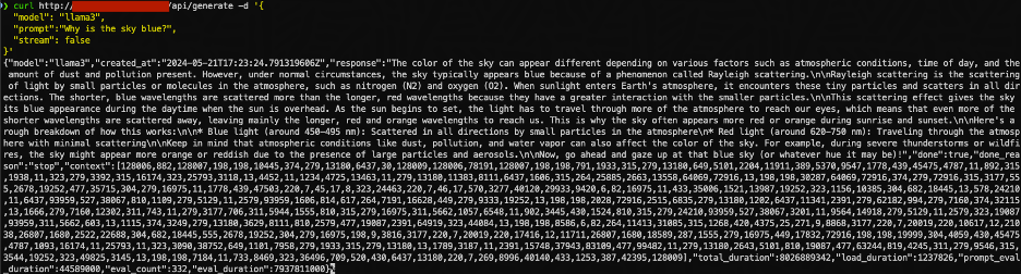 Example curl to test the /generate private endpoint