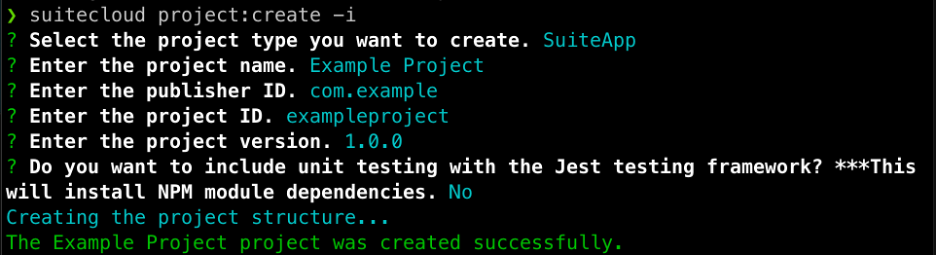 suitecloud project:create