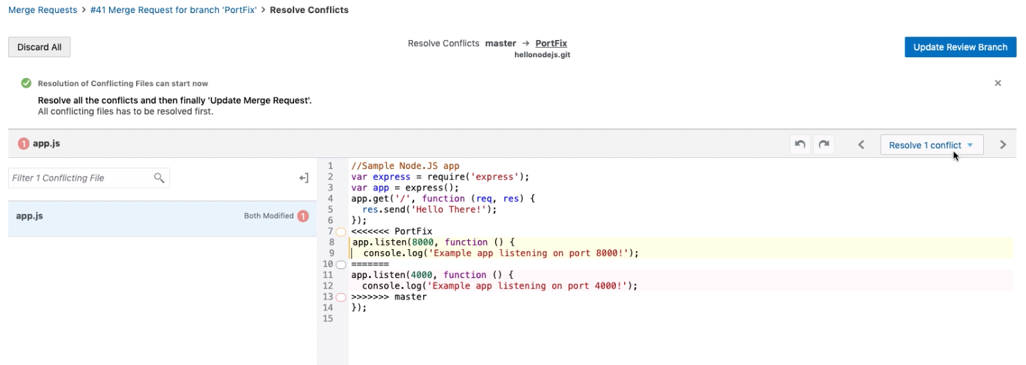 Merge Request Interface