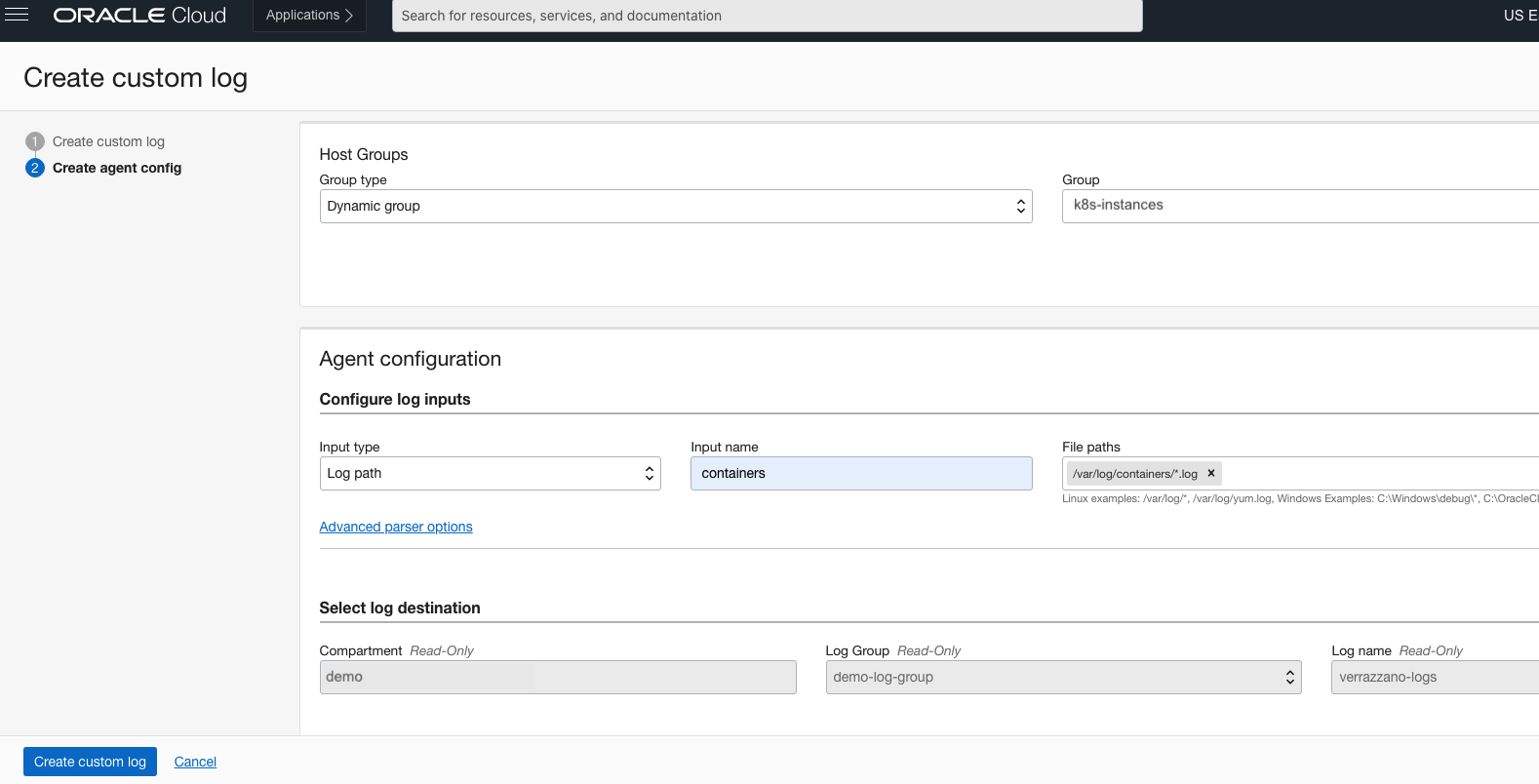 OCI Console Agent Configuration