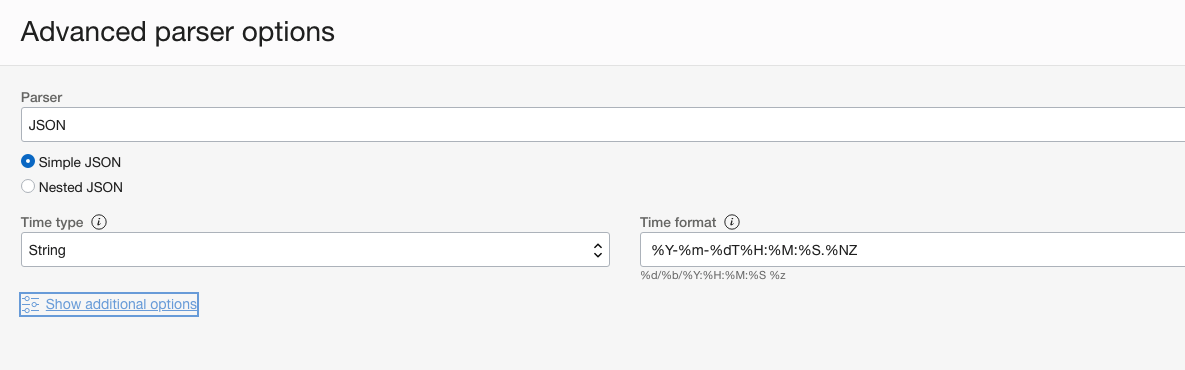 OCI Console Advancer Parser Options
