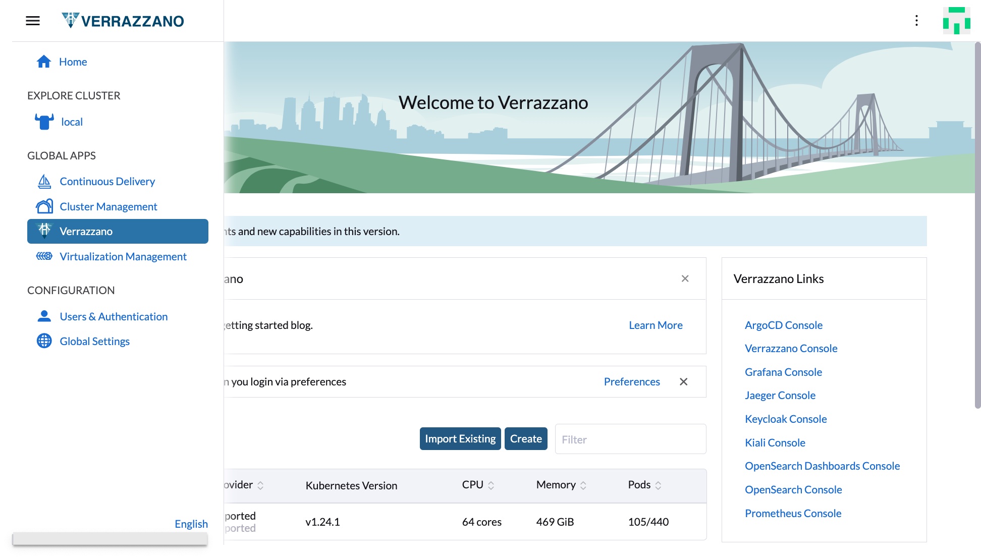 Oracle Verrazzano's updated user interface