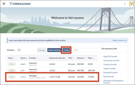 Create cluster controls in the Verrazzano UI