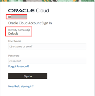 Oracle Cloud sign in