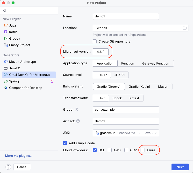 IntelliJ GDK New Project Wizard.