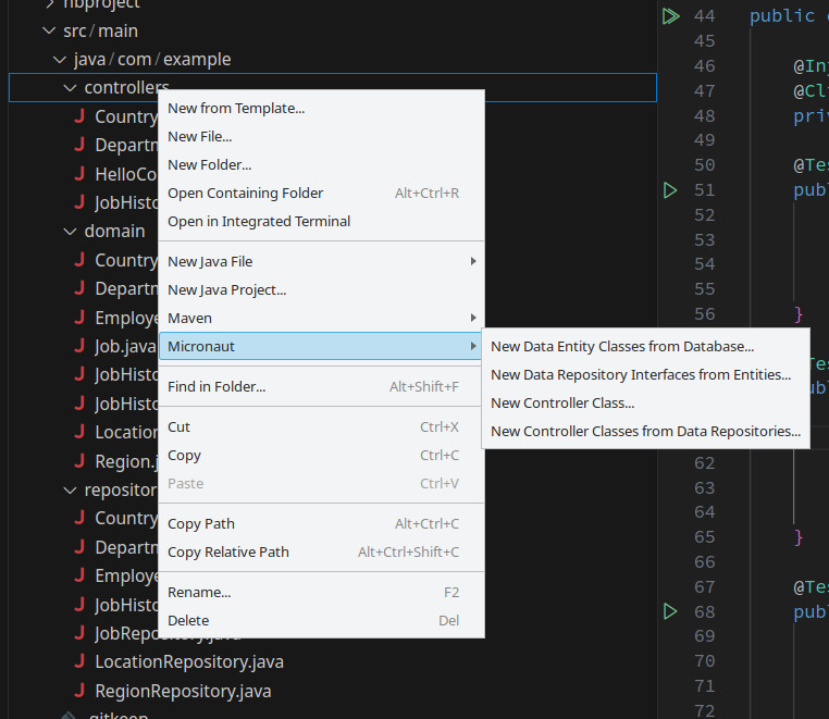 New Tools for Micronaut context menu