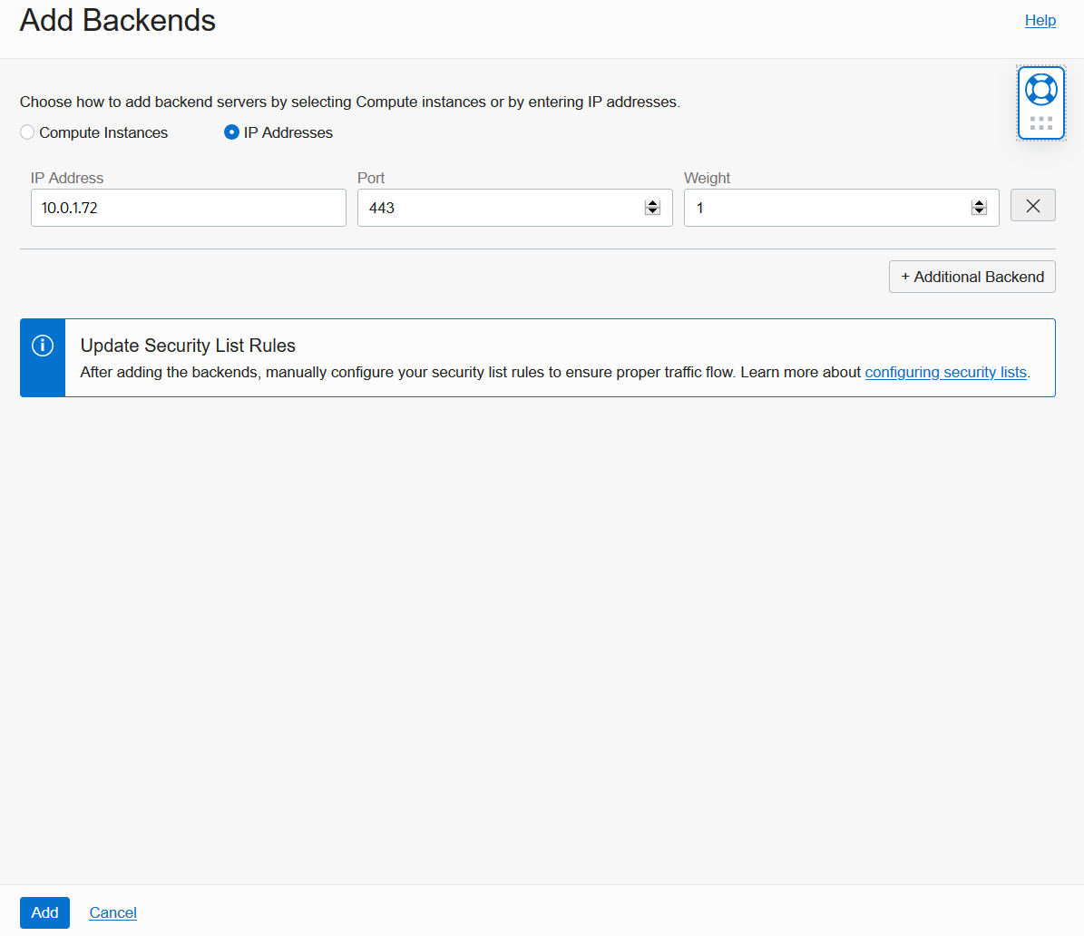 Picture of Backend details screen