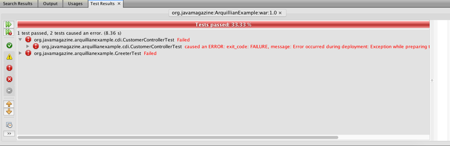 Apache NetBeansのTest Resultsパネル