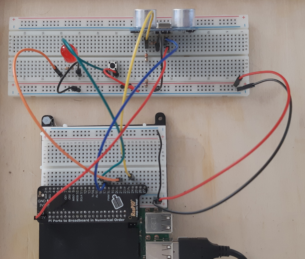 Photo of the setup on a RasPIO breadboard bridge