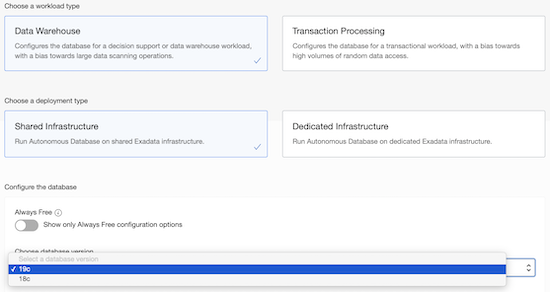Multiple Database Support when creating a new ADB instance