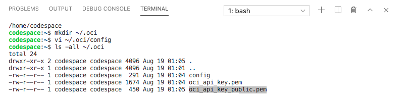 A screenshot of the terminal in VS Codespaces.