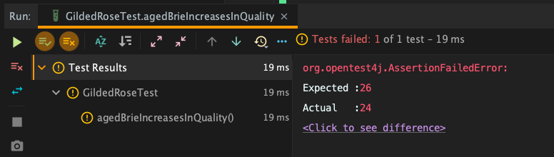 The test for aged Brie failed