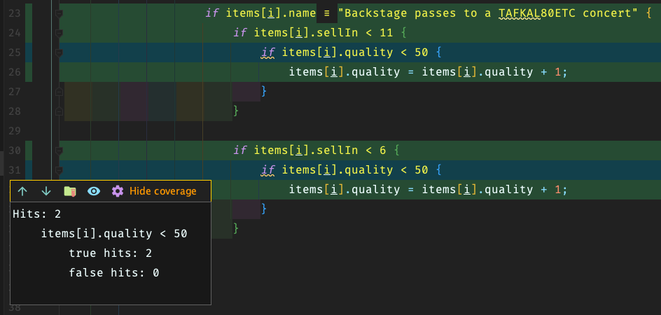 GildedRose branch coverage