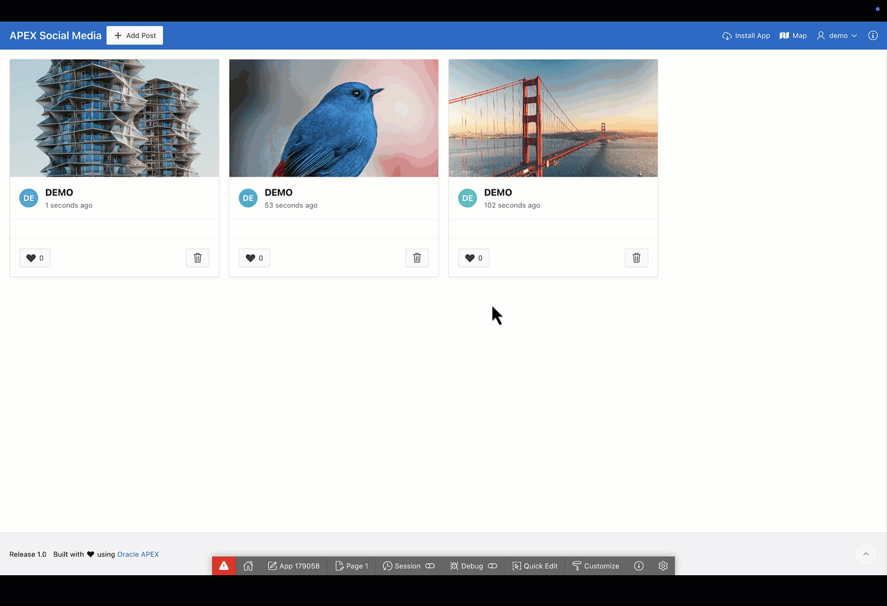 Demo of Social Media App
