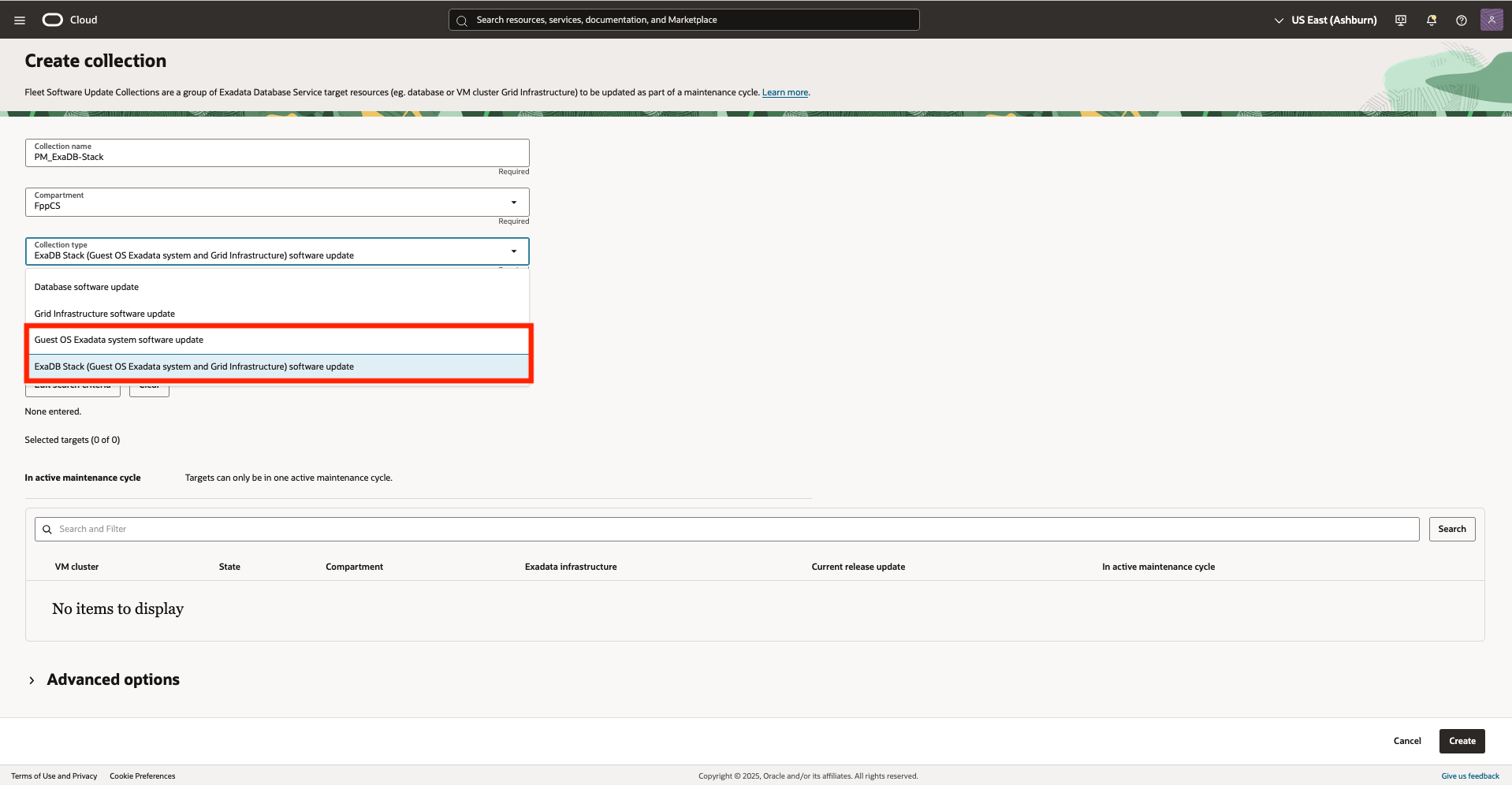 Guest OS and ExaDB Stack Collection types