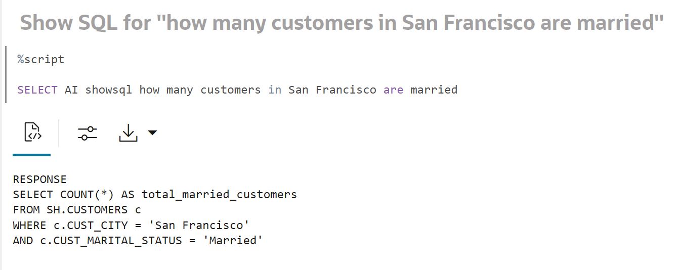 SELECT AI example - show SQL for number of customers