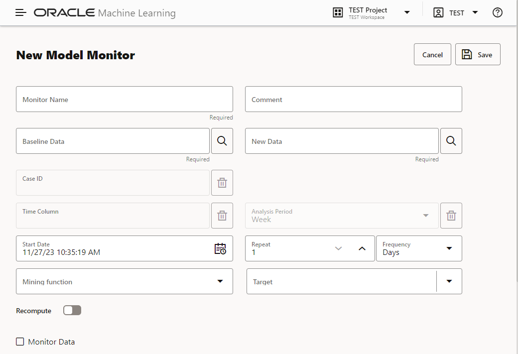 Creating a Model Monitor - UI interface