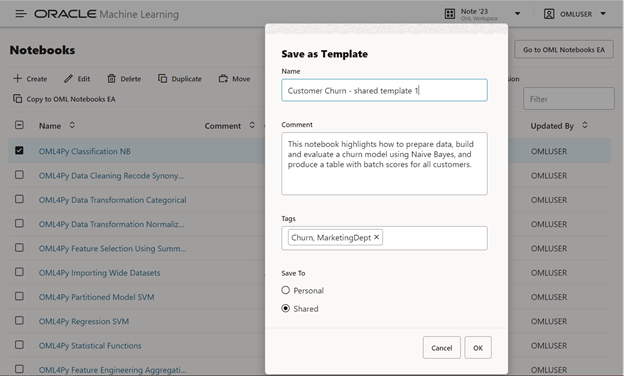 Shared notebook template example