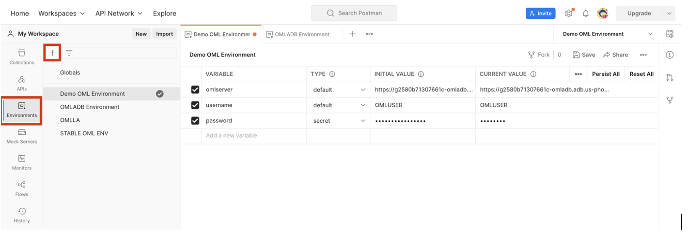 Postman store variables