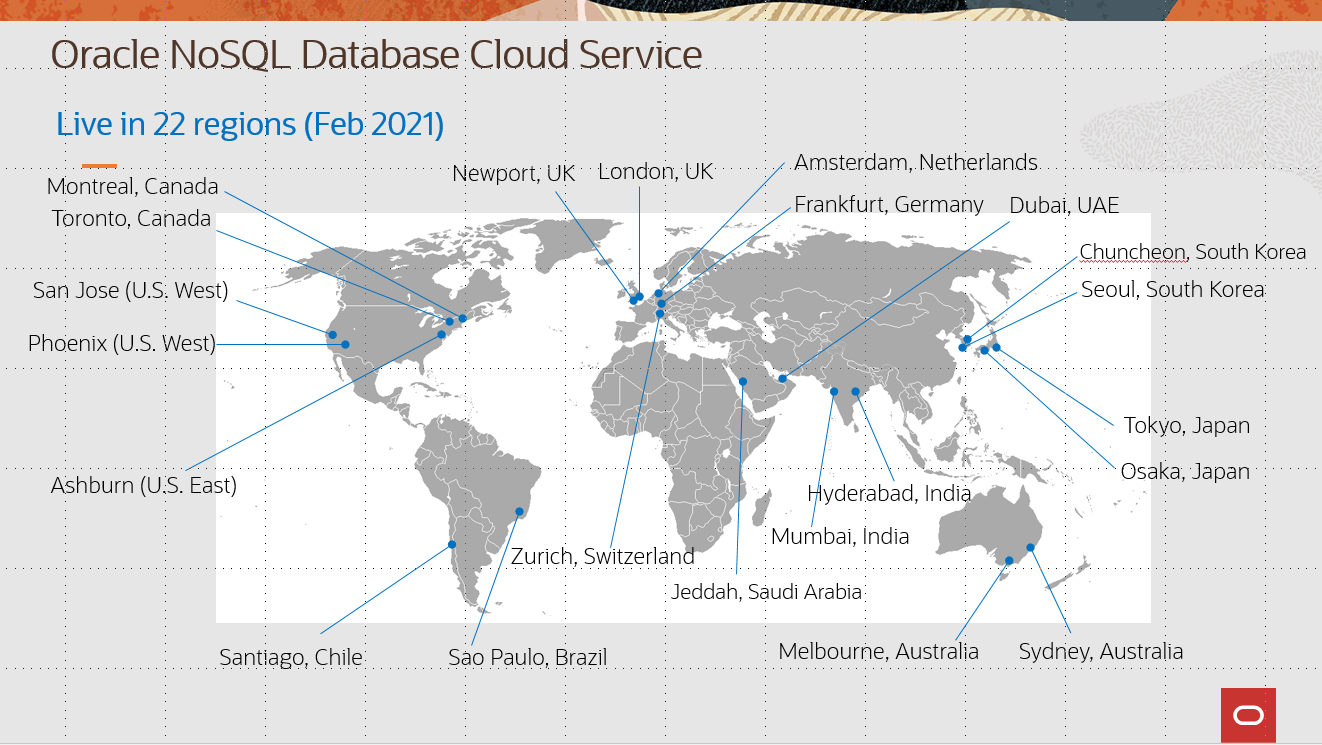NoSQL Database Cloud Service region availability map