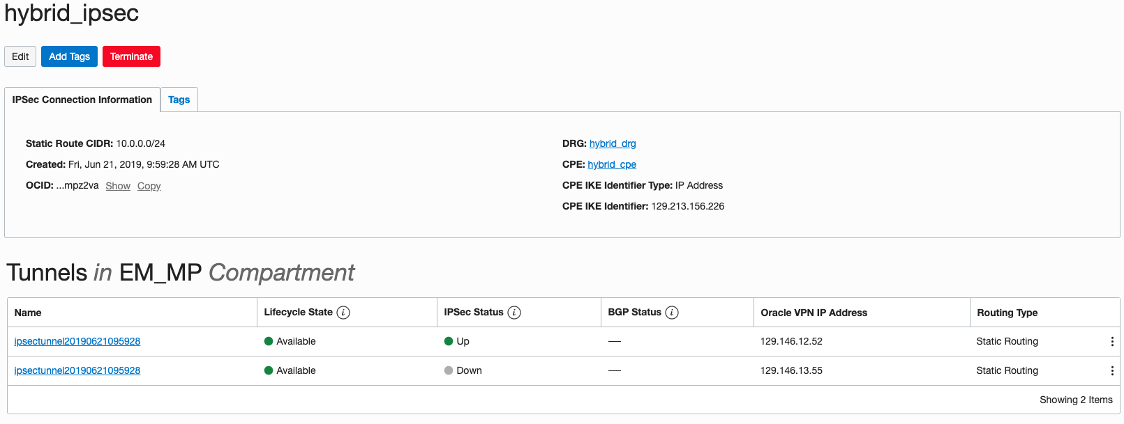 Figure 18. Verifying the IPSec Connection is up-and-running.