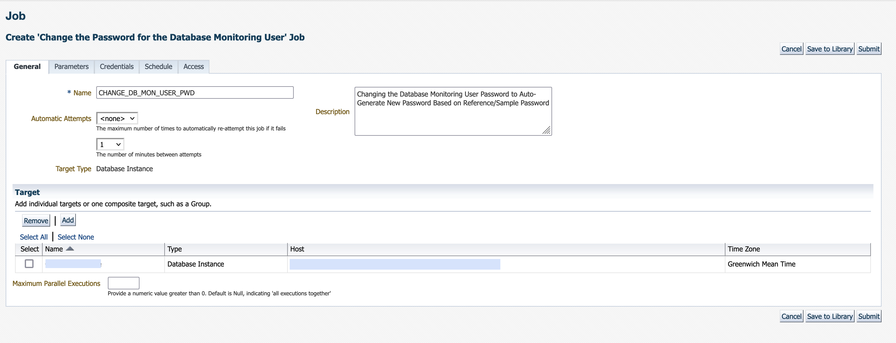 Figure 2: General tab after selecting the job