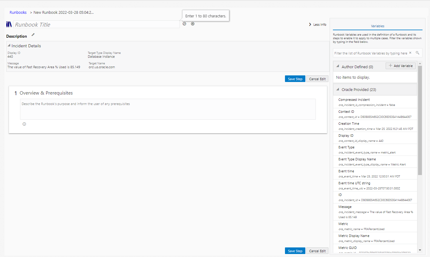 Create Runbook - Step 1