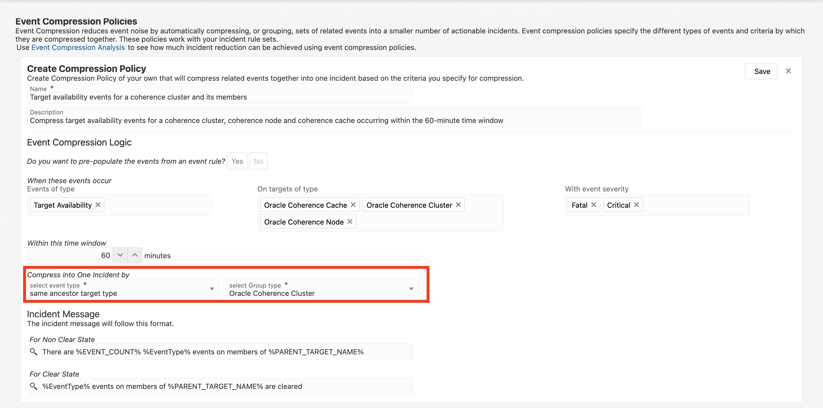 Figure 5: Create Compression Policy - Defining compression criteria
