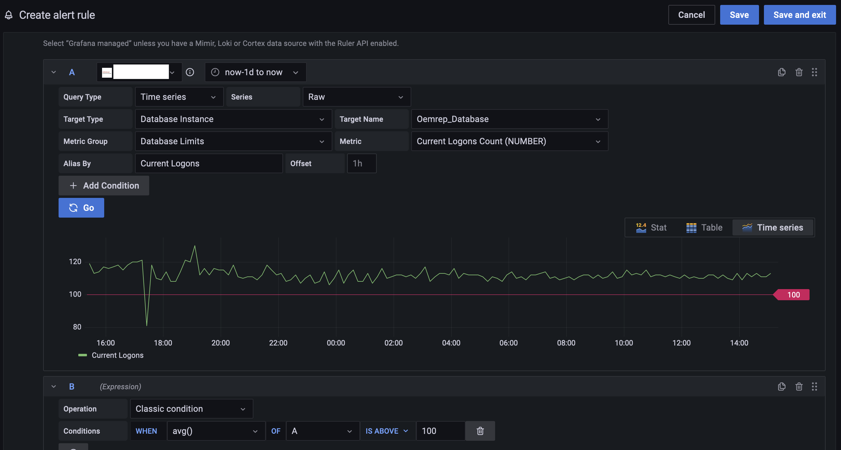 An image of an alert rule configuration