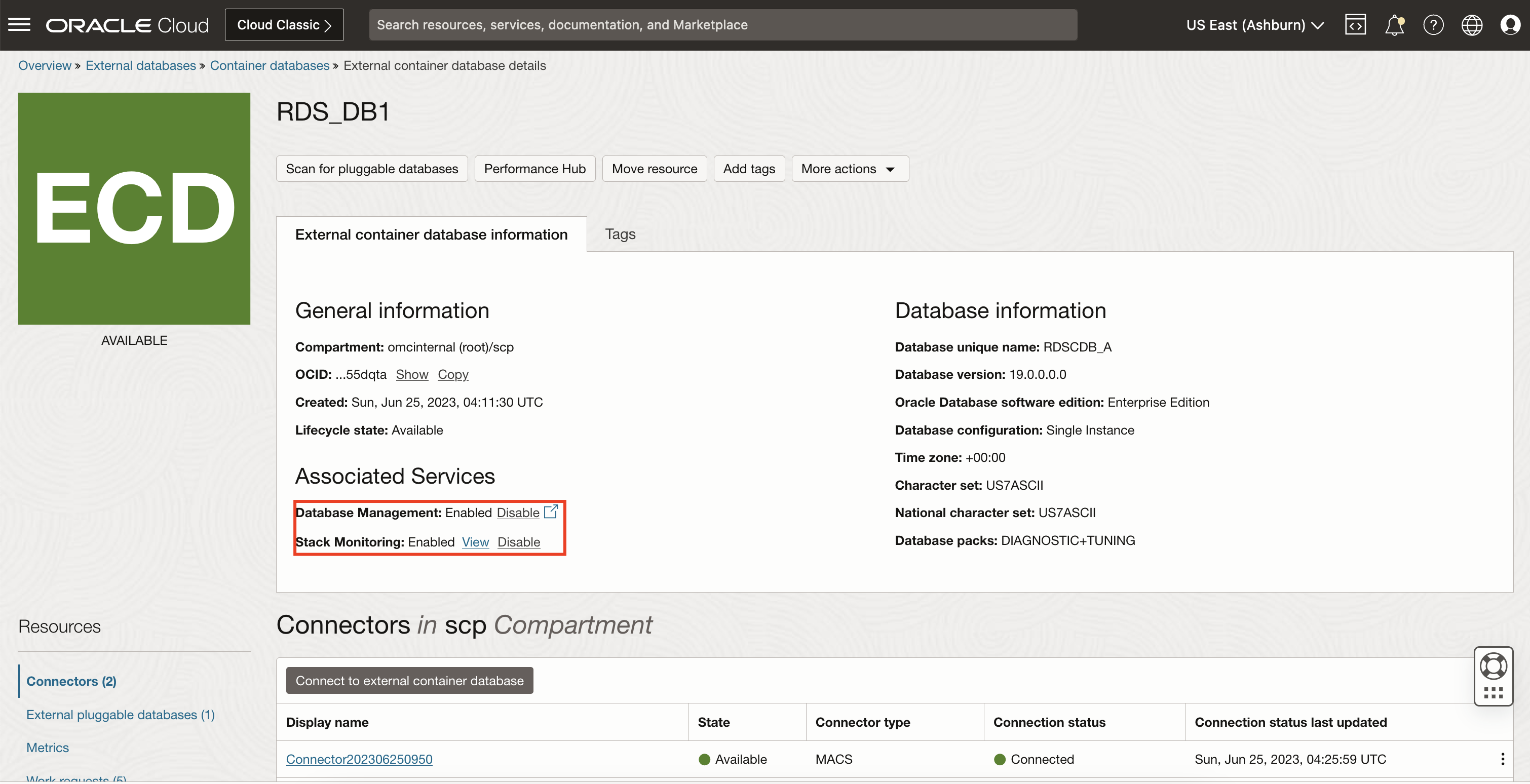 Enable Database Management for CDB