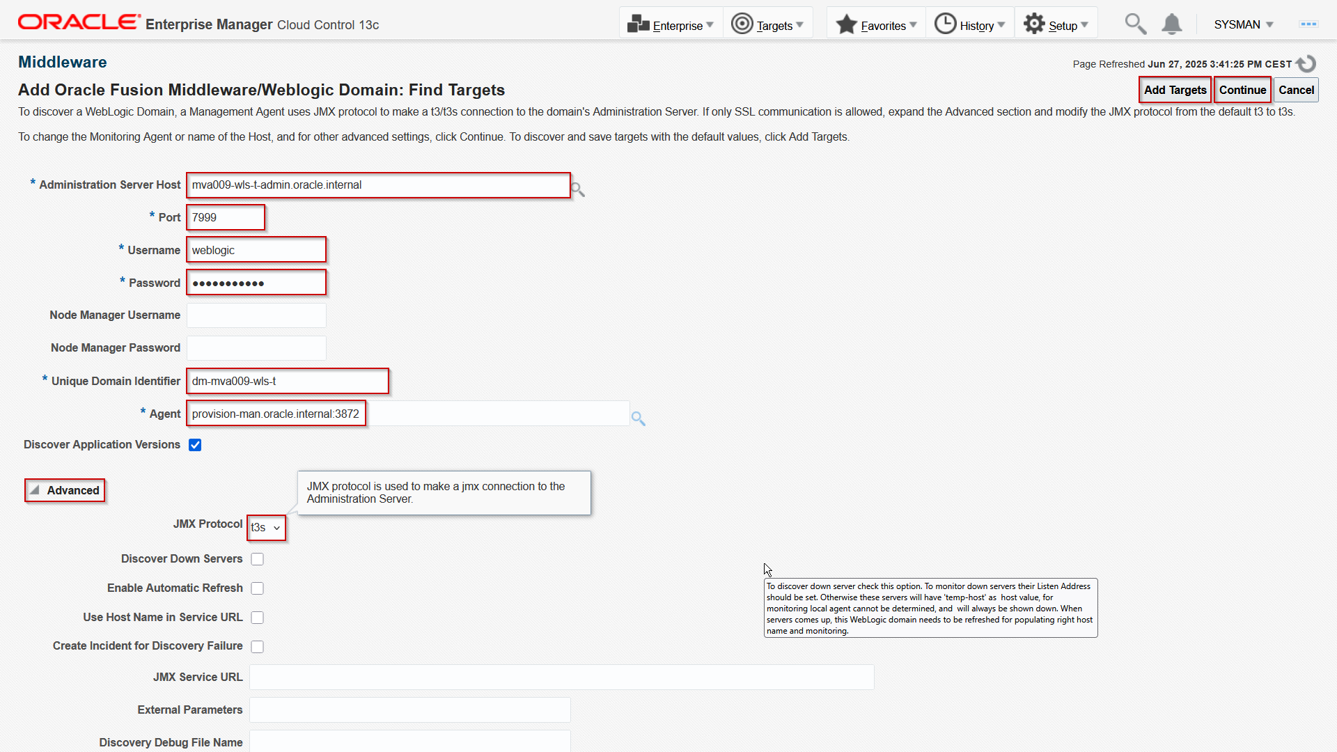 		 Figure 11-Add Oracle Fusion Middleware-Weblogic Domain