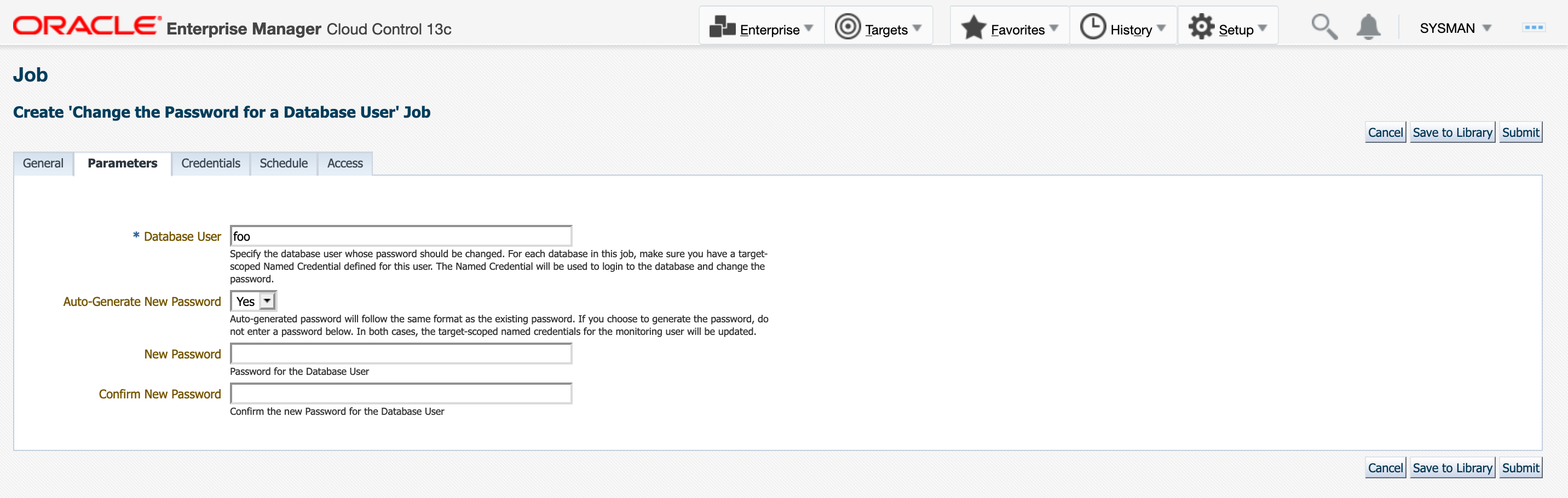 Graphic shows the Parameters page.