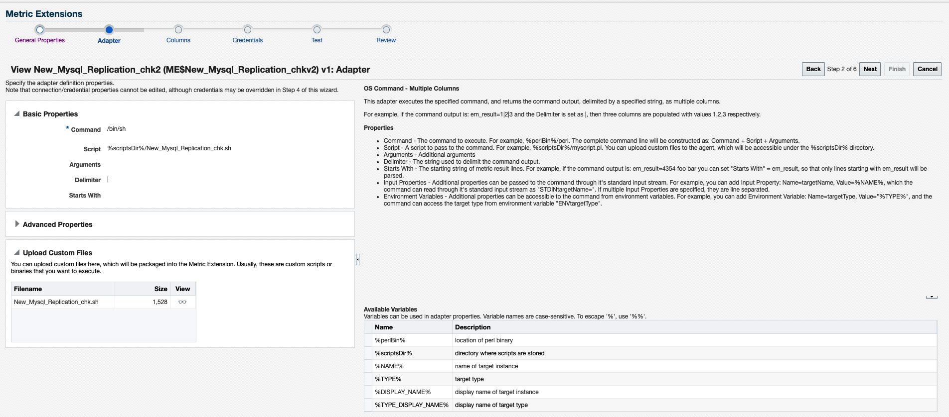 Figure 3: Uploaded custom script into the metric extension